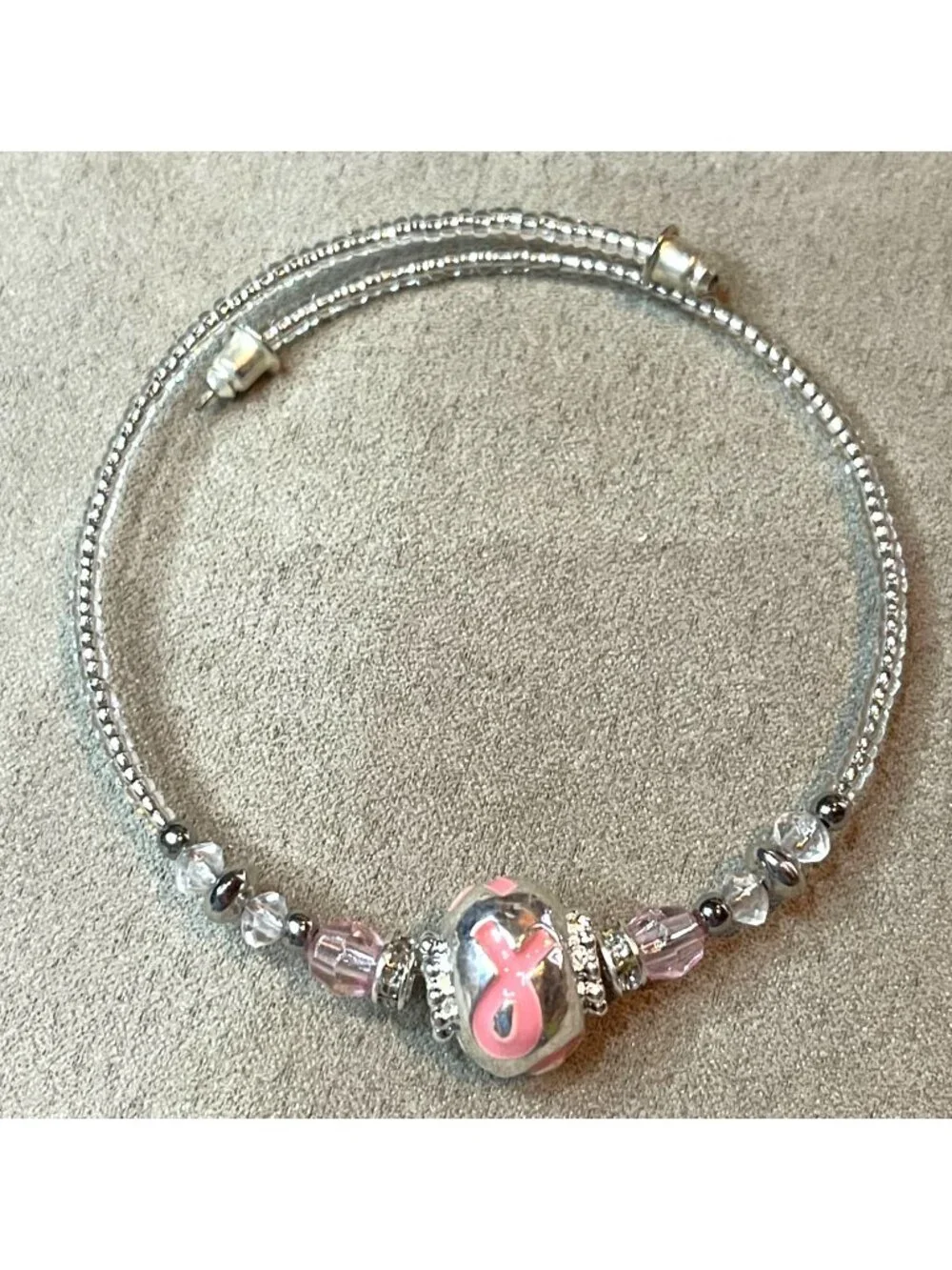 Bali-Style Charm Bracelet Breast Cancer Awareness and Research